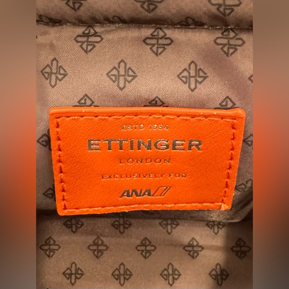 Ettinger for ANA - Orange Canvas/Leather Cosmetic/Travel Bag & Hideaway Tote EUC - Picture 16 of 16